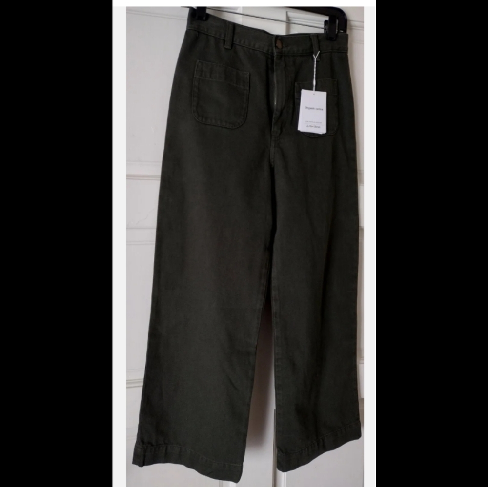 Los Angeles Atelier Women's Juniors Pants Olive Green Frontal Zip Trouser Size 6